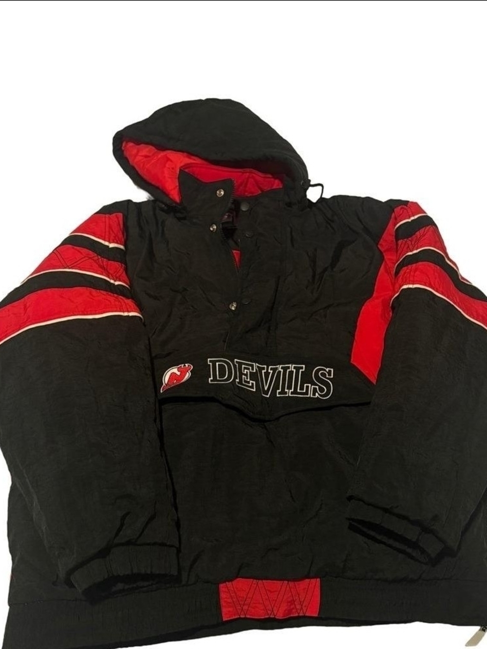 STARTER Black & Red Devils Hooded Pullover Jacket
